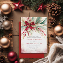 Julvinter Greenery Red Bow Rustic Bröllop