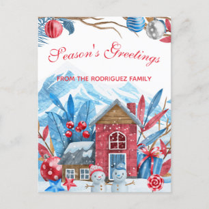 Julvinter Happyland Watercolor Helg Vykort