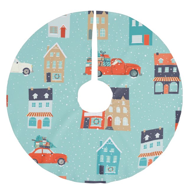 Julvinter Houses Red Car Julgransmatta Borstad Polyester (Framsidan)