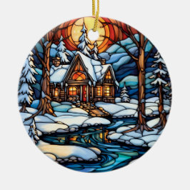 Julvinter Liggande nedfläckad glas stil Julgransprydnad Keramik