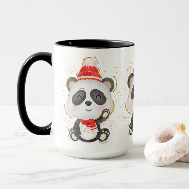 Julvinter Panda Coffee Mugg (Med munk)