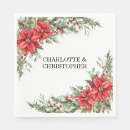 Julvinter Poinsettia Watercolor Pappersservett