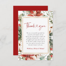 Julvinter Röda Grönten Guld Bröllop Tack Kort