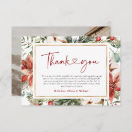 Julvinter Röda Grönten Guld Bröllop Tack Kort