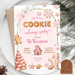 Julvinter Rosa Cookies Exchange Party Inbjudningar<br><div class="desc">Rosa inbjudan till Exchange-part för julvinterköer | Vinter Gingertea Cookies Julfest-inbjudan | Rosa Julgran med inbjudan till Gingertea Cookie-julfest</div>