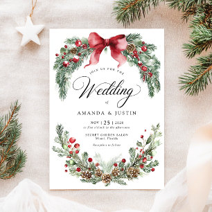 Julvinter Rustic Greenery Bröllop Inbjudningar