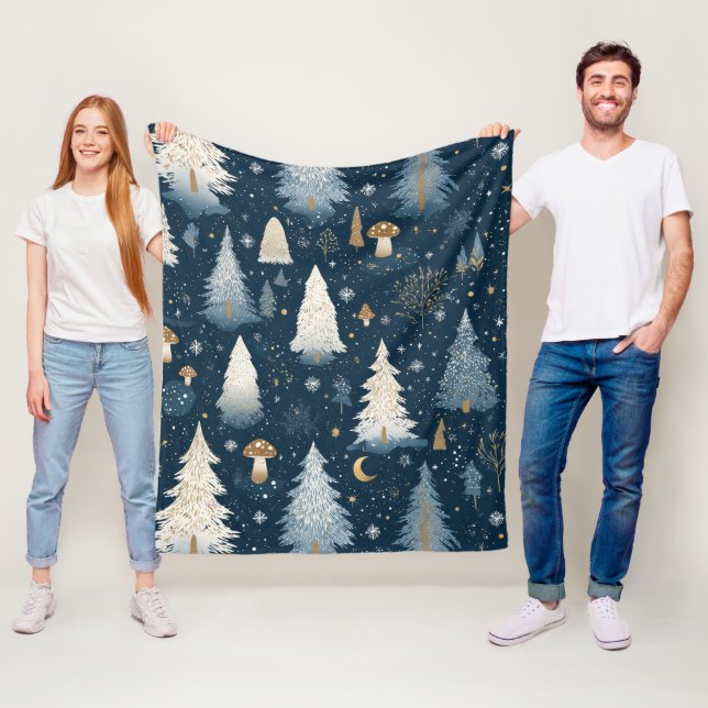 Julvinter Skog Tallmönster Fleecefilt (På plats)