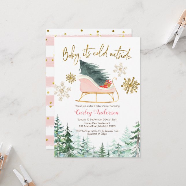Julvinter Sleigh baby, det är kall utanför Inbjudningar (Fram/Back In Situ)