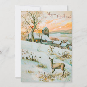 Julvinter Snö Landskap och Hjort Julkort