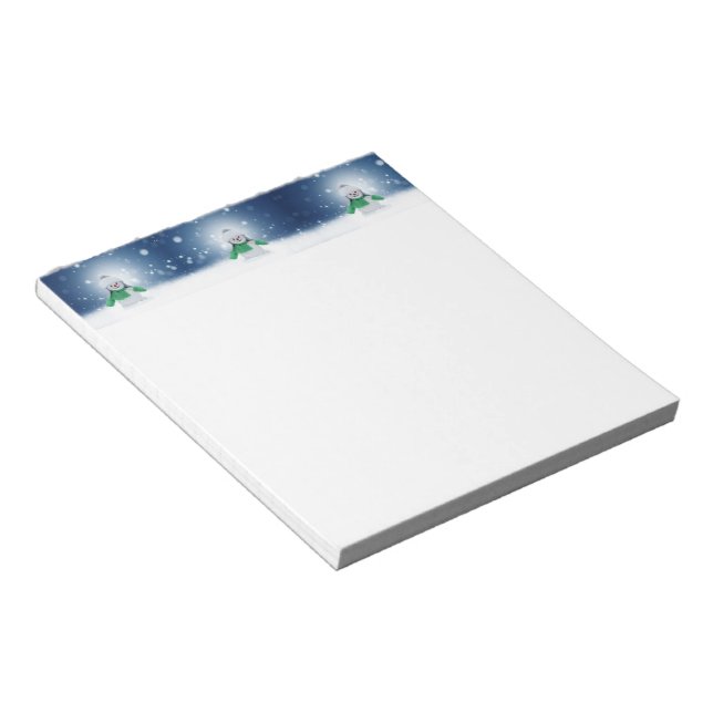 Julvinter snögubbe SlipperyJoe grönt scarf m Anteckningsblock (Vinklad)