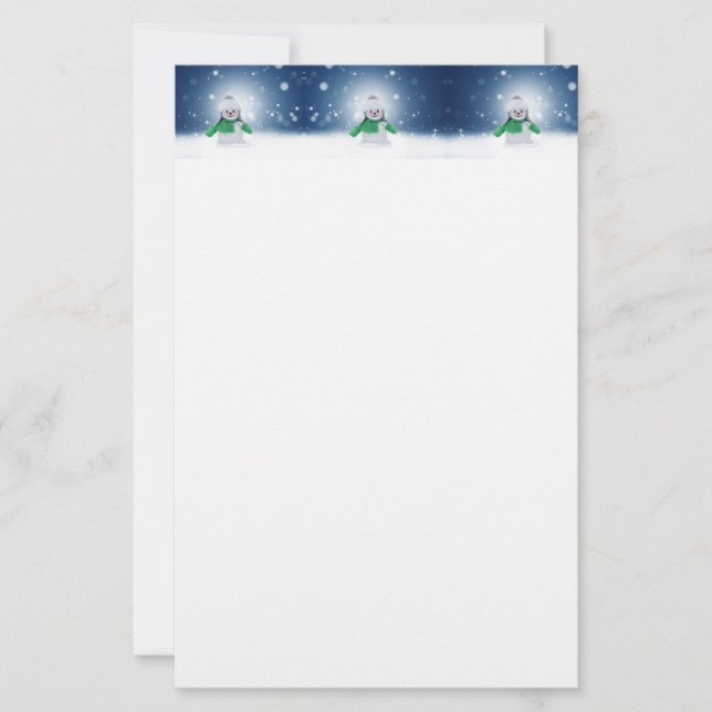 Julvinter snögubbe SlipperyJoe grönt scarf m Brevpapper (Framsida)