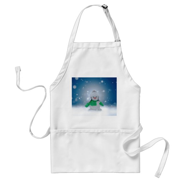 Julvinter snögubbe SlipperyJoe grönt scarf m Förkläde (Framsidan)