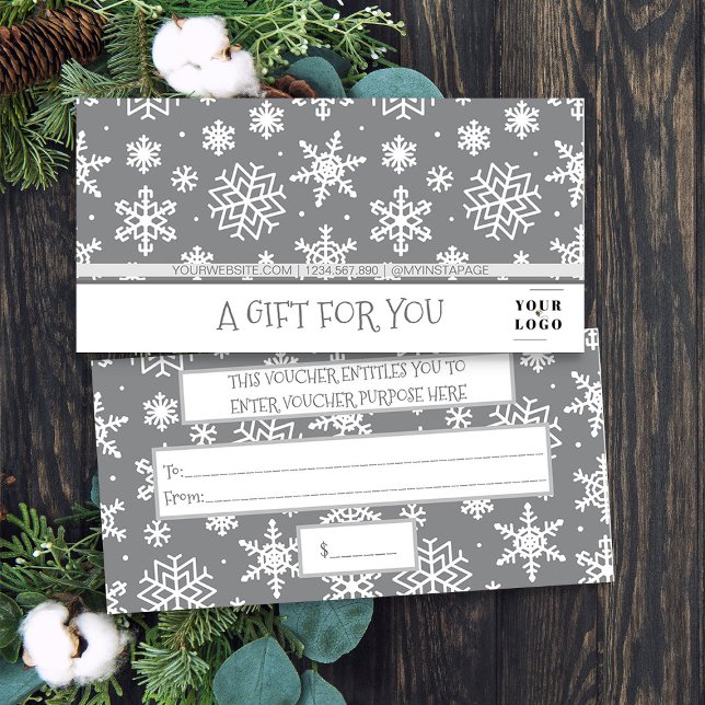 Julvinter Snowflake Min Anpassningsbar Business Lo (Logo branded christmas gift certificates by Busy Business Bee)