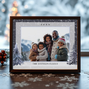 Julvinter Tallrams Rambar Familjefoto Jul Julkort
