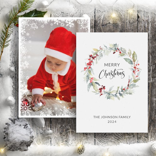 Julvinter Utandning av Red Berries Photo Julkort (Skapare uppladdad)