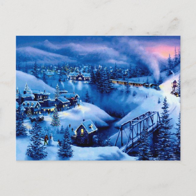 Julvinter Wonderland Winter Scene Helg Vykort (Framsida)