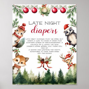 Julvinter Woodland Animals Poster