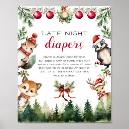 Julvinter Woodland Animals Poster