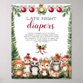 Julvinter Woodland Animals Poster