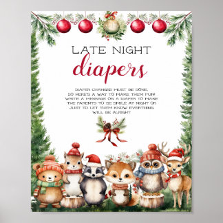 Julvinter Woodland Animals Poster