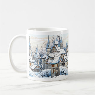 Julvinterbyn Snowy Tak toppar Blue Mugg