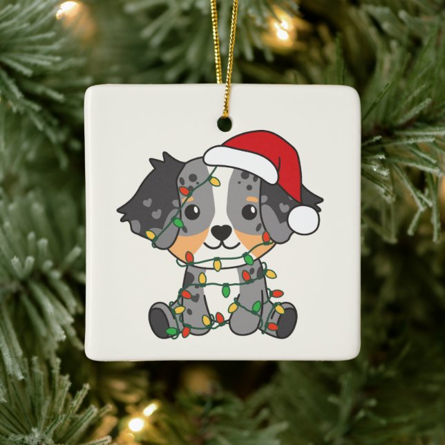 Julvinterdjur i australian shepherd julgransprydnad keramik (Träd)