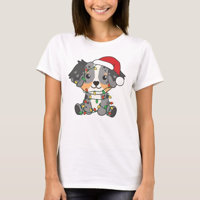 Julvinterdjur i australian shepherd t shirt (Framsida)