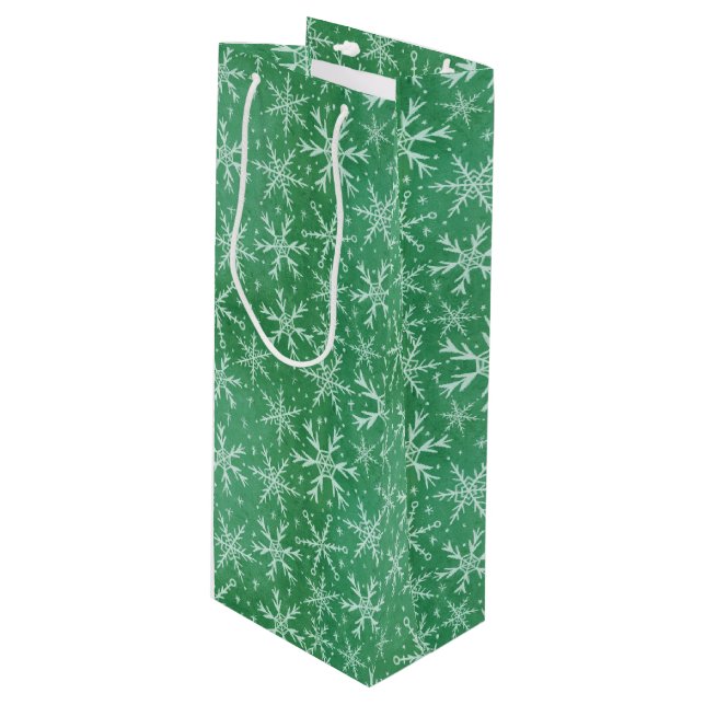 Julvintern Snö Snöflingor - Grönt (Framsidan Vinklad)