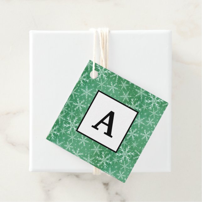 Julvintern Snö Snöflingor - Grönt Gåvor Etiketter (På plats)