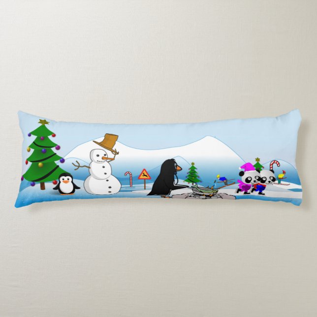 Julvinterscen Tecknad 2 Sidokarosseriet Kroppskudde (Framsidan)