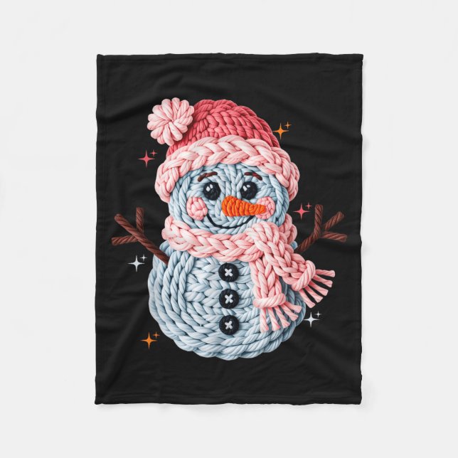 Julvirkad falsk garn virkad snöman rolig  fleecefilt (Framsidan)