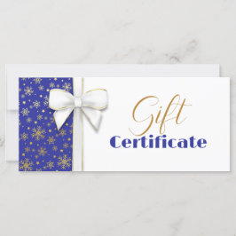 Julvit Bow Blue Luxurious Guld Snöflingor