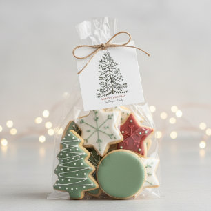 Julvit Glad Jul Vinter Träd Present Kort Gåvor Etiketter