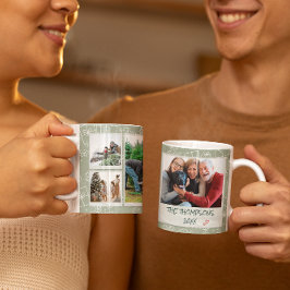 Julvit Grönt Doodles 6 Photo Family Gift Kaffemugg