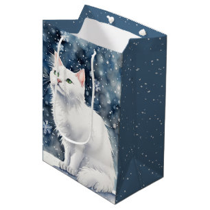 Julvit katt i Snöflingor