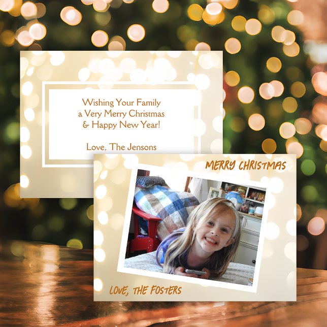 Julvit och guld Bokeh Foto Semestern Julkort (Skapare uppladdad)