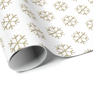 Julvit och guld snöflingor mönster elegant presentpapper