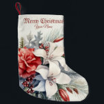 Julvit Red Flowers-Helgdagar, Elegant Liten Julstrumpa<br><div class="desc">Julvita rödblommor Helgdagar Elegant liten julklapp. Unik,  vacker utformning av snyggten. Lätt att vara personlig. Teckensnittet stil,  storlekt och färg kan ändras. Matchande objekt är tillgängliga.</div>