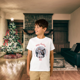 Julvit rött familjefoto namn t shirt