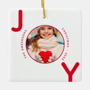 Julvit rött foto från namn julgransprydnad keramik