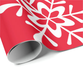 Julvit snöflake Red Backing Presentpapper
