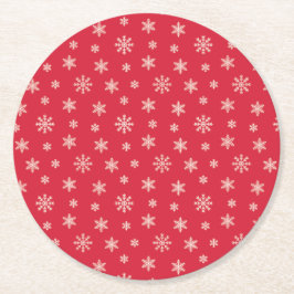 Julvit snöflingor modern mönster röd underlägg papper rund