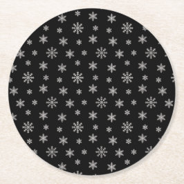 Julvit snöflingor modern svart mönster underlägg papper rund