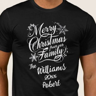 Julvit teckencalligraphy festive elegant t shirt