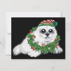 Julvit valp av säl, friskt arktiskt djur anteckningskort