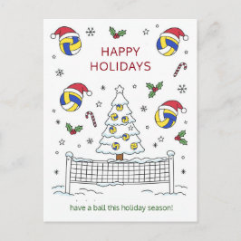 Julvolleyboll Boll Tomte Hatt Julkort Helg Vykort