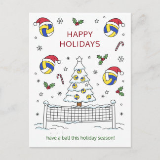 Julvolleyboll Boll Tomte Hatt Julkort Helg Vykort