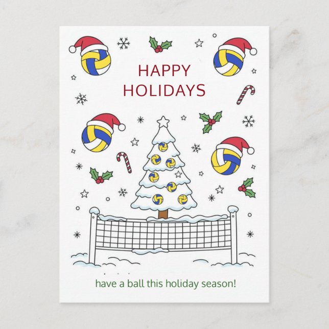 Julvolleyboll Boll Tomte Hatt Julkort Helg Vykort (Framsida)