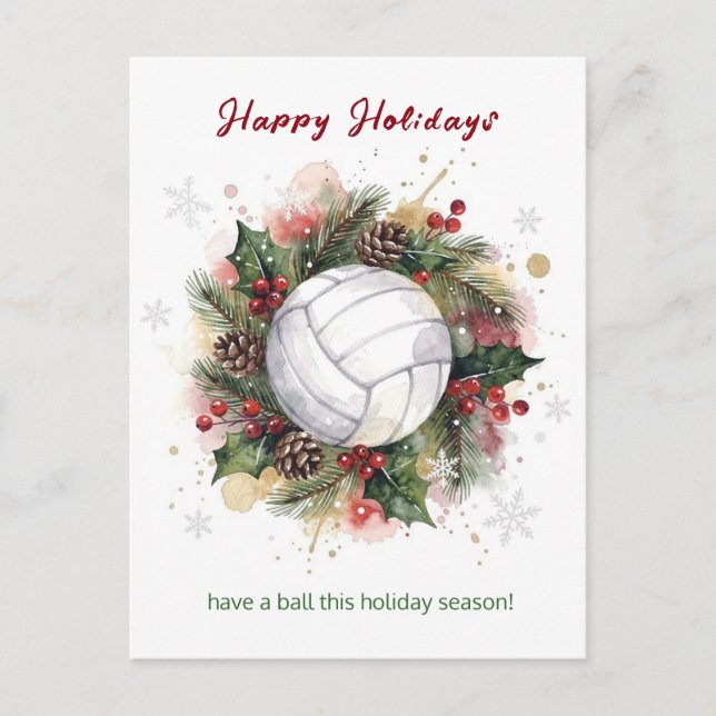 Julvolleybollsemestern Grattis-kort Helg Vykort (Framsida)