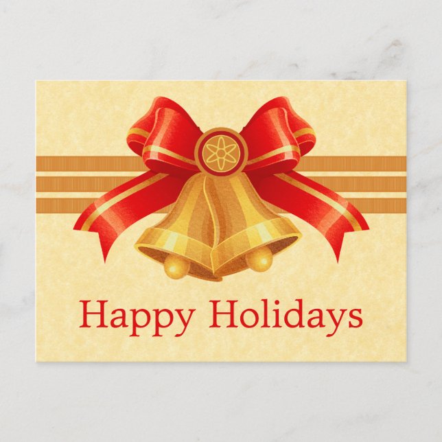 Julvykort för Röda och Guld Klockor Helg Vykort (Framsida)